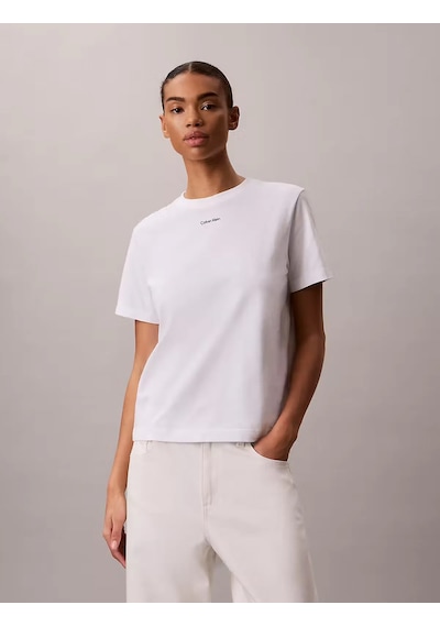 Calvin Klein Kadın Marka Logolu Bisiklet Yakalı Pamuklu Beyaz T-shirt Lv147c857g Yaf