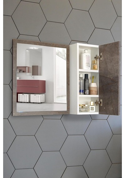 Aynalı Banyo Dolabı 80 Cm Üst Modül Gordion Çok Renkli