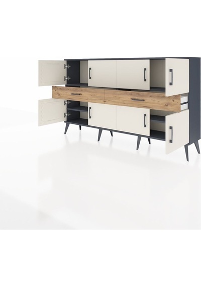 Arges Konsol 4 Raflı 2 Çekmeceli 8 Kapaklı 176x30x99 Antrasit-ayt Antrasit-aytaşı/çam Arges Konsol 4 Raflı 2 Çekmeceli 8 Kapaklı 176x30x99 Antrasit-ayt Antrasit-aytaşı/çam