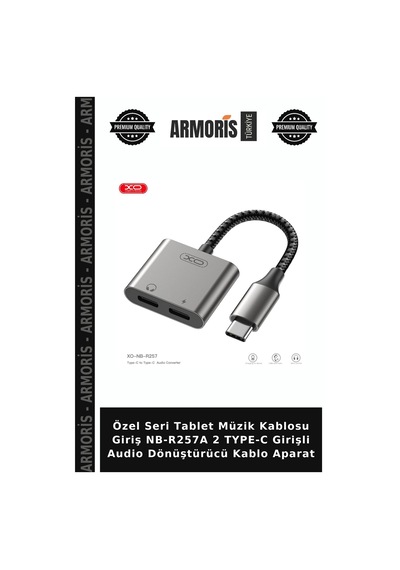 Özel Seri Tablet Müzik Kablosu Giriş Nb-r257a 2 Type-c Girişli Audio Dönüştürücü Kablo Aparat