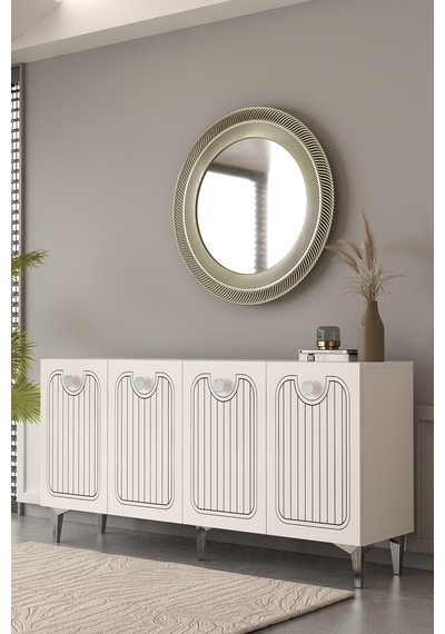 Aurelia Konsol Çok Amaçlı Dolap 150 Cm Beyaz - Gümüş