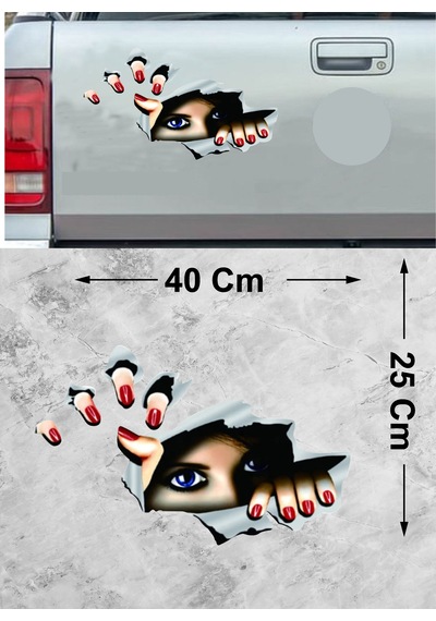 Bagajdan Bakan Esrarengiz Gözler Sticker- Araba Oto Motosiklet Karavan Sticker - 00295 40x25 Cm