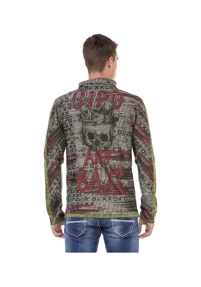 Cipo & Baxx CL468 Şal Yaka Desenli Sweatshirt Antrasit