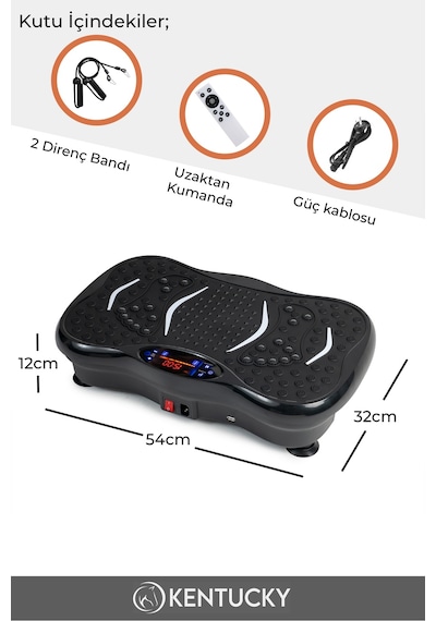 3d 5 Programlı Titreşimli Spor Kondisyon Fitness Egzersiz Aleti Vipration Plates Siyah Siyah