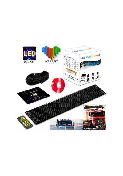 Wearfitpro Matrix Led Panel Cama Yapışan Telefon Kontrollü Otomobil Led,tırcı Kamyon Led Uznluk133cm-geniş19cm