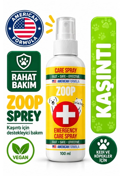 Zoop Köpek & Kedi Ağız Ve Diş Bakım - Mantar - Yara - Bit Pire Koruma - Kulak Temizleme - Alerji - Kaşıntı - Koku Giderci Ve Egzama Acil Bakım Spreyi 100 Ml
