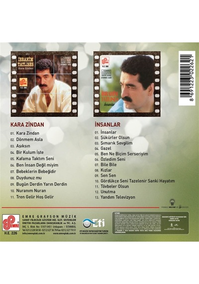 İbrahim Tatlıses - Kara Zindan / İnsanlar (Cd)