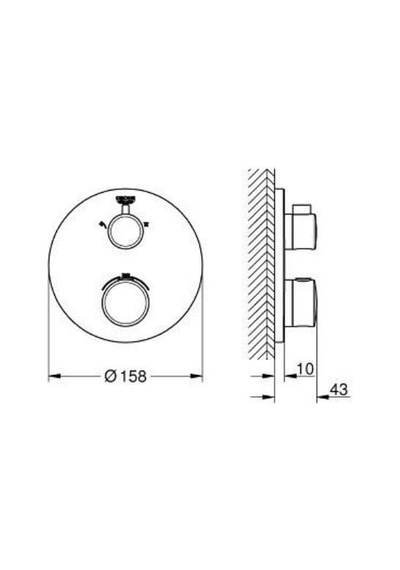 Grohe Grohtherm Termostatik Banyo/Duş Bataryası 2 Çıkışlı Divertörlü - 1022082430 Siyah