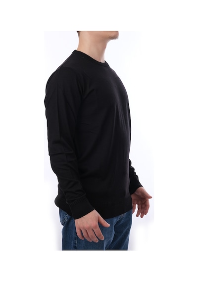 İntersivin Erkek Slim Fit Bisiklet Yaka Düz Uzun Kollu Triko Kazak S-05 Siyah