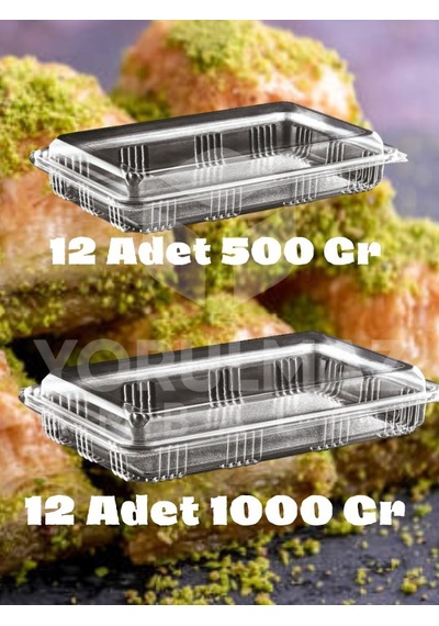 500 Gr + 1000 Gr Tatlı Taşıma Kabı Seti 12+12 Adet Şeffaf Kapaklı Sızdırmaz Plastik Baklava Güllaç Paket Servis Kabı