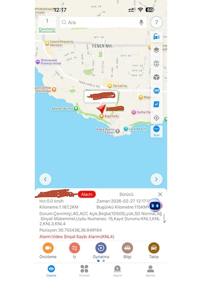 Uzaktan İzlemeli Araç İçi Güvenlik Kamerası