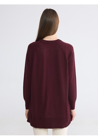 Lcw Modest Bordo Bisiklet Yaka Kadın Triko Tunik