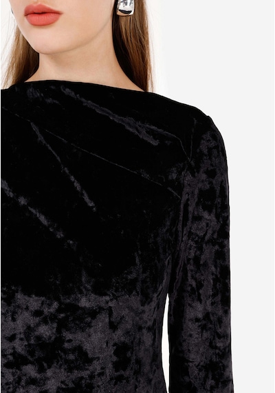 Colins Slim Fit Kayık Yaka Kadın Siyah Uzun Kol Tişört Cl1071099 Q1.v1 Blk SIYAH