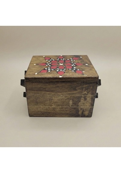 Morgen Craft Bohea Ahşap Mücevher Kutusu - %100 El Yapımı - Göknar Ağacı - 12x10x8,5 Cm Kahverengi