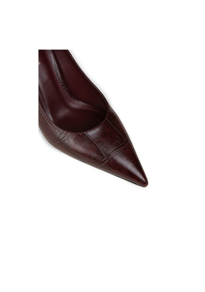 Deery Kadın Bordo Krokodil Desenli Orta Topuklu Stiletto - V4030zbrdm01 Bordo