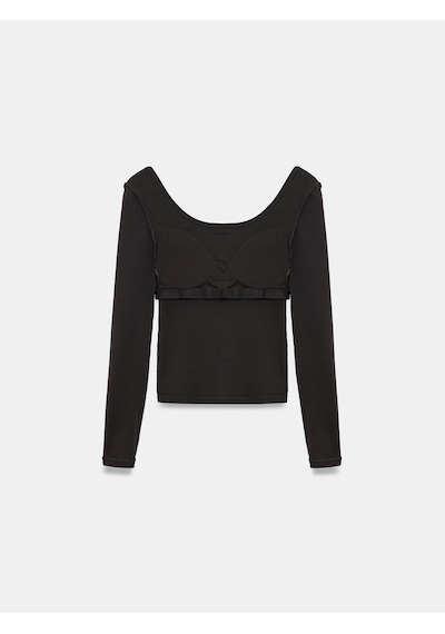 Dilvin 33237 Bra-free Uzun Kollu Top Siyah