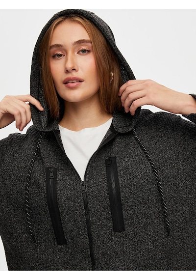 Faik Sönmez Fermuar Detaylı Kapüşon Waffle Örme Sweatshirt W26swt005 Uw26swt005154 Antrasit Melanj Faik Sönmez Fermuar Detaylı Kapüşon Waffle Örme Sweatshirt W26swt005 Uw26swt005154 Antrasit Melanj