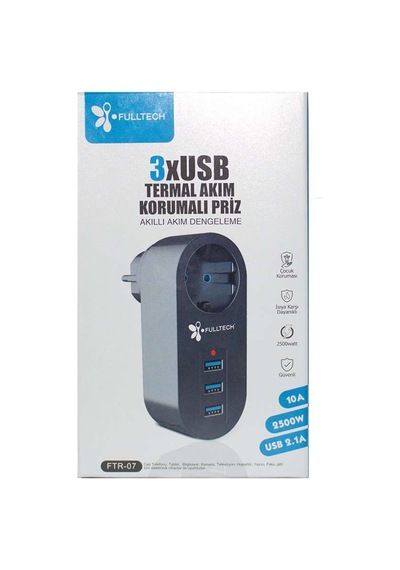 Akıllı Akım Dengeleme Özellikli Tekli Priz 3xusb Isıya Dayanıklı Diğer
