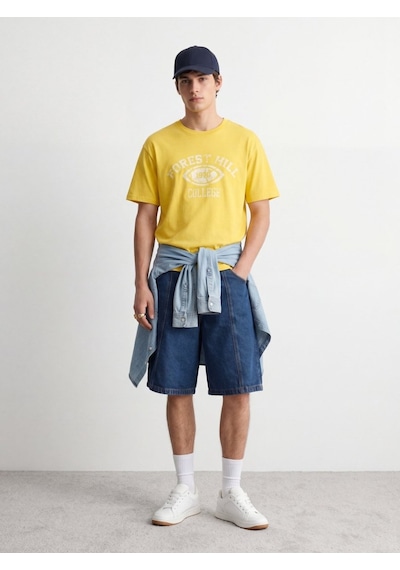 LTB Vintage Efektli Relaxed Fit Sarı T-shırt Çok Renkli