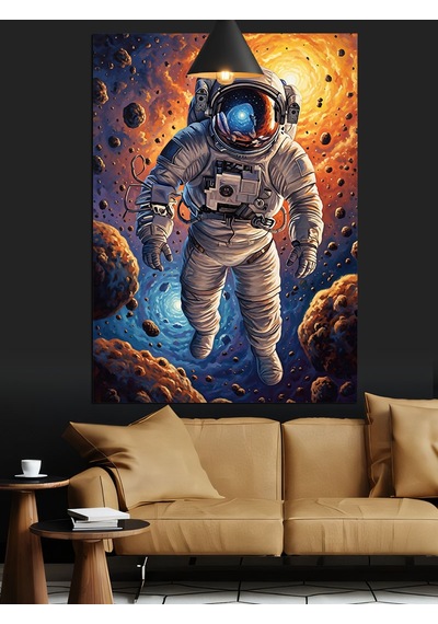 Astronot Uzay Yürüyüşü Manzarası Dekoratif Kanvas - Mdf Ahşap Tablo