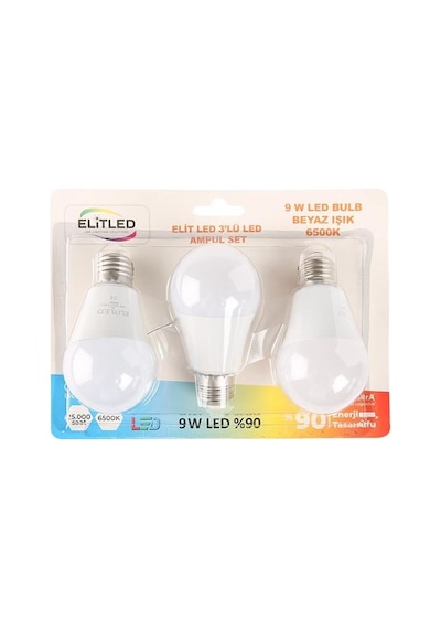 9w 3lü Beyaz Led Ampül