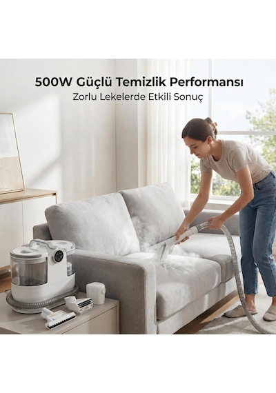 Buharlı Halı Ve Koltuk Yıkama Makinesi, 500w Motor Gücü Ve 16000pa Emiş Performansı, 1600 Ml Temiz Su Kapasitesi,