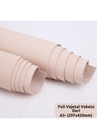 Full Vejetal Vaketa Parça Deri, A3- 29,7x42 Cm Deri Hobi İçin Desene Ve Boyamaya Uygun Hakiki Deri 001