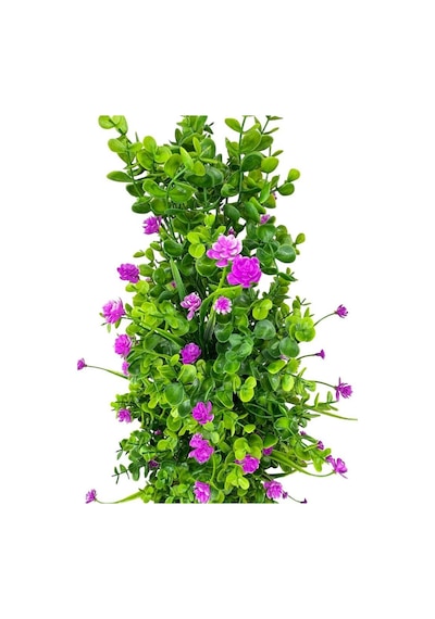 Yapay Çiçek Siyah Saksıda Mor Lotuslu Yeşil Şimşir Ağacı 70 30cm Mor