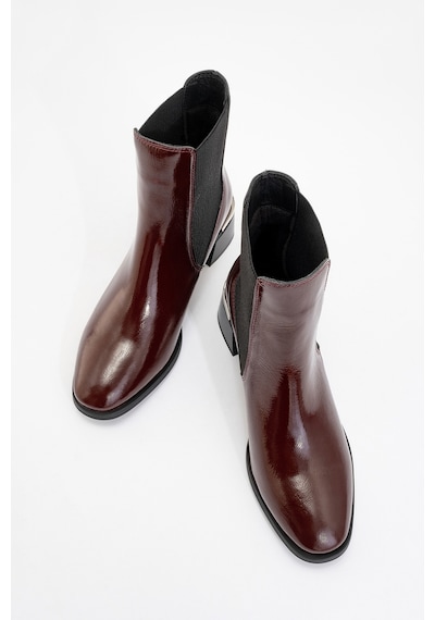 Luvishoes Luvi Shoes Neiva Bordo Rugan Hakiki Deri Kadın Chelsea Bot Bordo