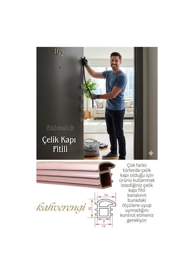 Çelik Kapı Fitili 6 Metre Kahverengi Ses, Toz Ve Isı Yalıtımı Sağlar. Kahve Çelik Kapı Contası Diğer