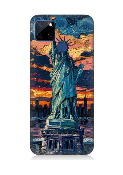 Realme C12 Uyumlu Özgürlük Heykeli Desenli Silikon Kılıf