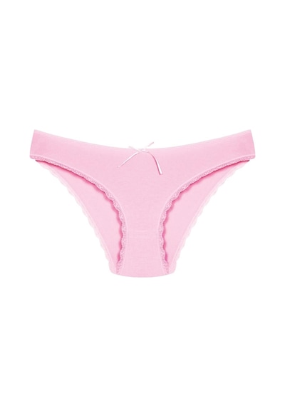 1101 Bikini Kadın T. Dantelli Külot Paketi 1101-v10-Pembe-Lila-Somon-Mint-Vizon Çok Renkli