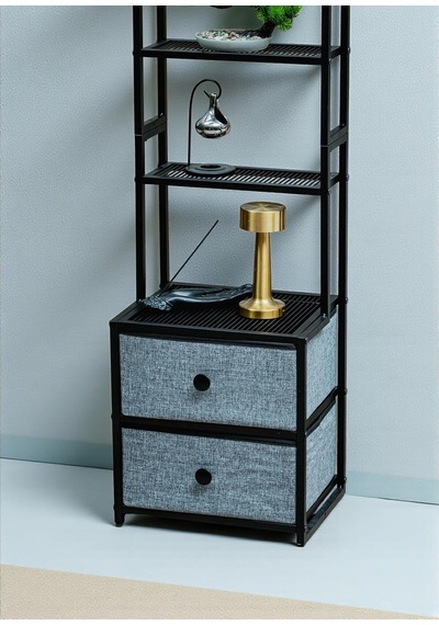 Dekoratif Siyah Metal Kitaplık 5 Raflı 2 Çekmeceli Komidin Çok Amaçlı Stand Organizer Diğer Dekoratif Siyah Metal Kitaplık 5 Raflı 2 Çekmeceli Komidin Çok Amaçlı Stand Organizer Diğer
