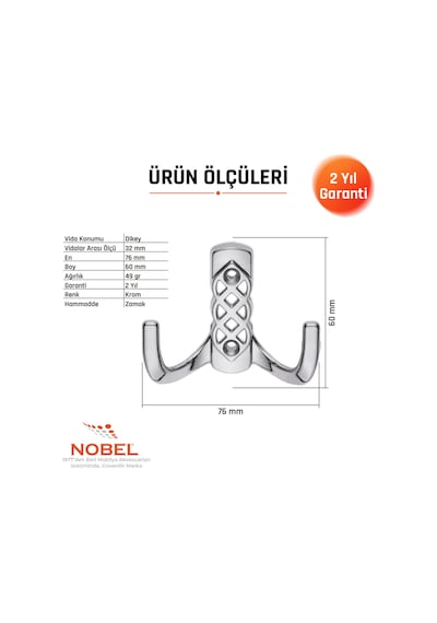 Karatay Askı, Metal Vestiyer Askısı, Krom, Duvar Ve Dolap Askılığı 5'li Set Vidalı
