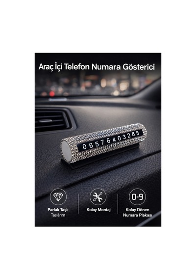 Taşlı Numaralık Numaratör Araç İçi Lüks Metal Gövde