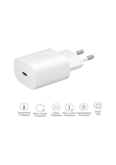 Samsung Galaxy M06 5g Uyumlu Type-c Ultra Hızlı Şarj Cihazı 22.5w 3.0 Amper Beyaz Şarj Başlığı Adaptör