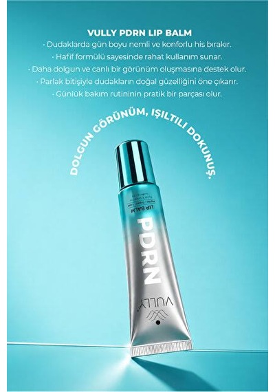 Vully Pdrn Glow Lip Balm Şeffaf, Cam Görünümlü Parlaklık Veren, Dolgunlaştırıcı Ve Onarıcı Dudak Bakım Balmı Pdrn
