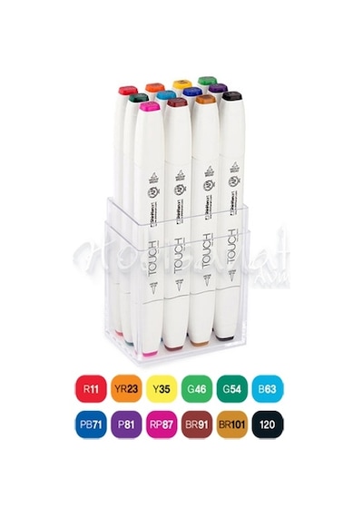 Touch Twin Brush Marker Kalem 12Li Set Ana Renkler