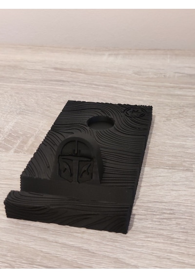 Star Wars Baby Yoda Grogu Figürlü Telefon Standı - Mandalorian Temalı Masaüstü Telefon Tutucu 13x7cm Siyah & Yeşil