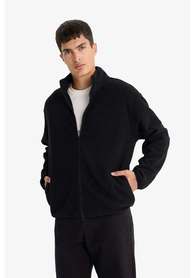 Defacto Relax Fit Yarım Balıkçı Yaka Fermuarlı Polar Hırka F0446ax25aubk81 Siyah-bk81