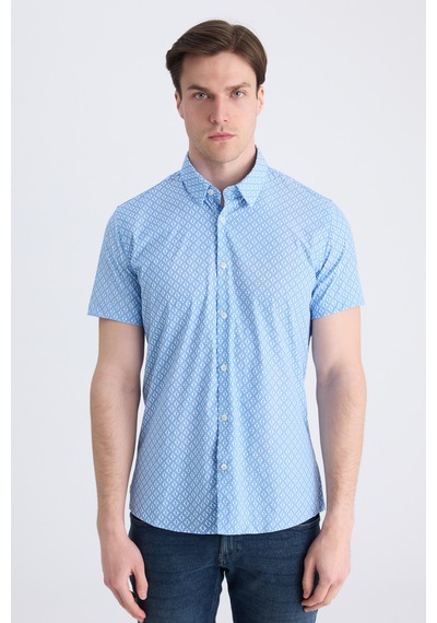 Twn Slim Fit Mavi Baskılı Easy Iron Gömlek 4ec02ad042802 Çok Renkli