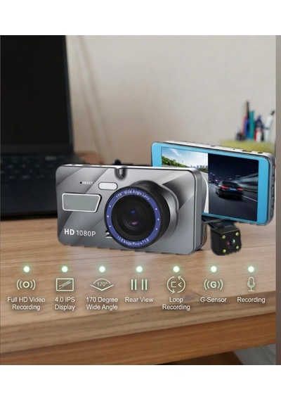 4" Ips Ekran Dual Lens Full Hd 1080p 170 Derece Görüş Açısı G Sensör Araç İçi Kamera