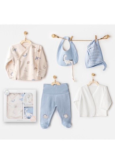 Andywawa Bebek Hastane Çıkışı 5 Pcs Newborn Set Dıno Beige