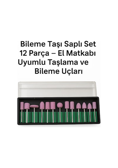 Merttools Kamp Saplı Bileme Taşı Seti 12 Parça Metal Taşlama Ve Çapak Alma Uçları Pop Kiremit