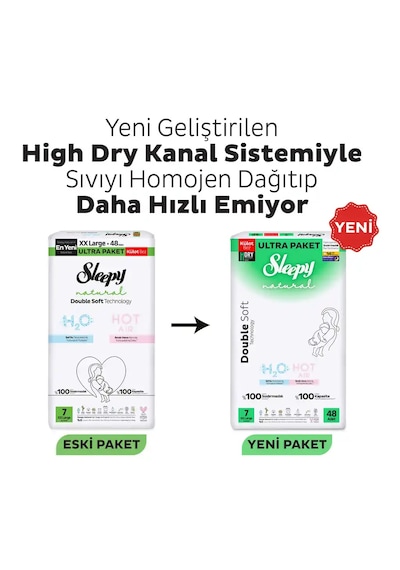 Sleepy Natural Double Soft Ultra Paket Külot Bez 7 Numara Xxlarge 48 Adet