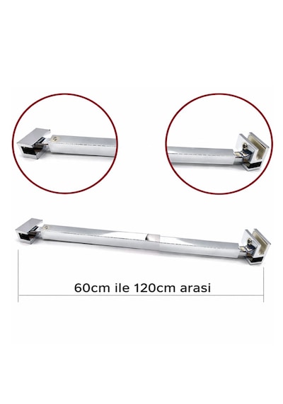 Ayrıntıshop Duşakabin Cam Kabin Teleskopik Cam Gergi 60cm - 120 Cm Arası Krom