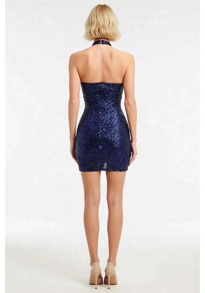 Benerly Kadın Kolsuz Degaje Yaka Payet Detaylı Mini Elbise Bodycon Kesim Lacivert Benerly Kadın Kolsuz Degaje Yaka Payet Detaylı Mini Elbise Bodycon Kesim Lacivert