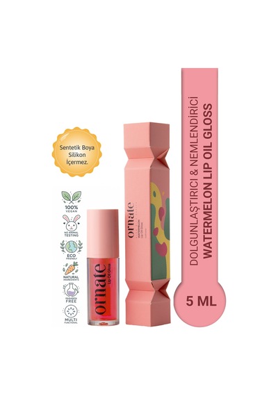Watermelon Lip Oil Gloss Dolgunlaştırıcı Efekt, Nemlendirici, Parlatıcı Simli Dudak Yağı Karpuz 5 Ml Mercan Pembesi