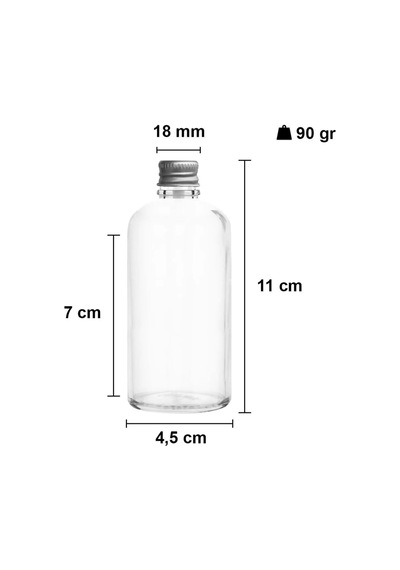 12 Adet Şeffaf Cam Shot Şişesi Sızdırmaz Gümüş Metal Kapaklı Kolonya Koku Süs Çok Amaçlı Şişe 100ml Genel