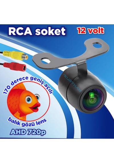 170'' Geniş Açı Balık Gözü Ahd 720p Kelebek Kamera Ön Yan Veya Arka Kullanıma Uygun 12 V 18,5 Mm